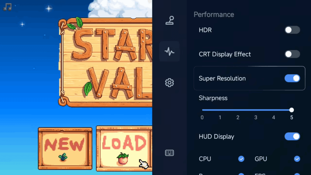 Super Resolution, Sharpness и HUD в GameHub